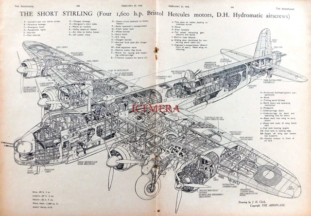 SHORT STIRLING BOMBER Aeroplane Original Clipped WW2 Photo Article 