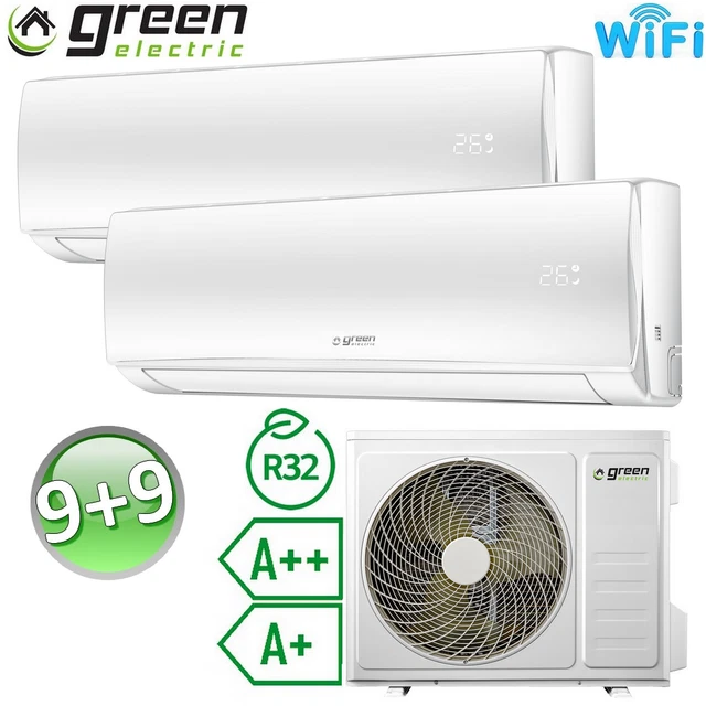 3S Climatiseur Green Electric Wifi A++ R32 9000+9000 Btu Inverter Dual Split 2