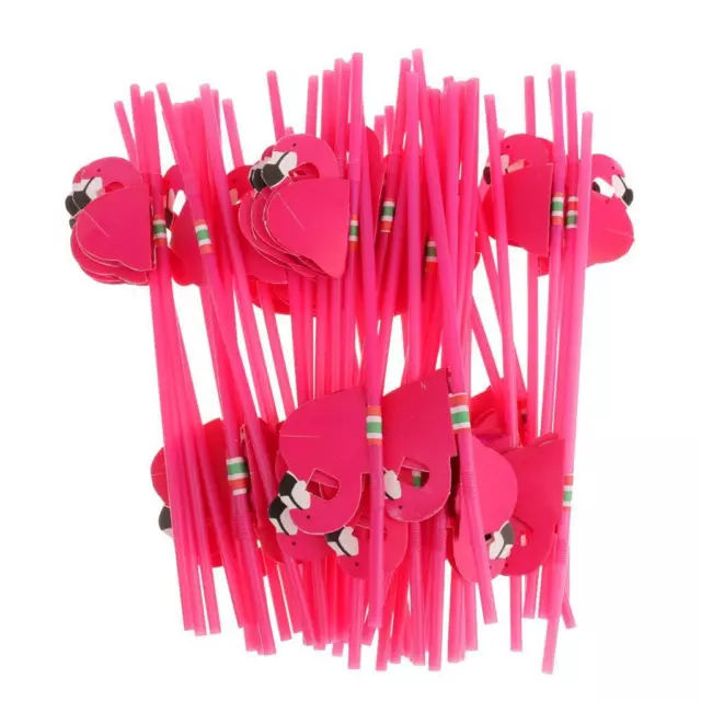 25pcs Flexible Straws Pink Flamingo Drinking Cocktail Beach