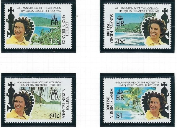 British Virgin Is 742-45 MNH 1992 QEII 40th anniv on Throne (mm1007)