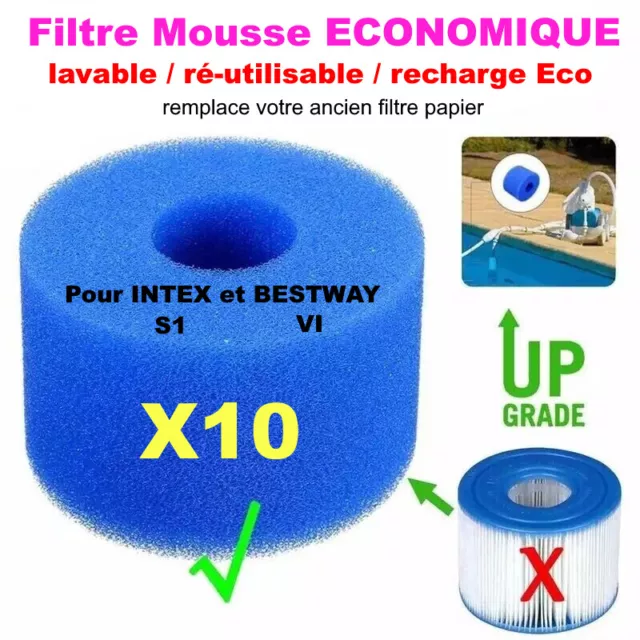 Filtre Mousse Pure SPA Piscine Intex S1 type Z Bestway VI Recharge Eco Filter