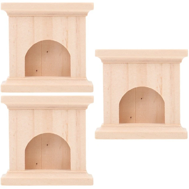 3 PIEZAS Chimenea de madera en miniatura de madera para decoración de casas pequeñas al aire libre