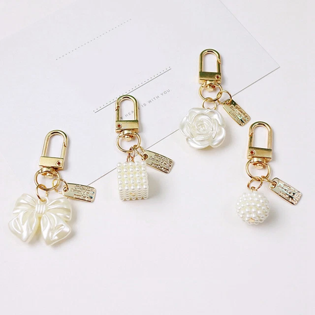 Women Keyring Car Keys Bag Key Chains Decor Pearls Tassel Cord Pendent Charm. *