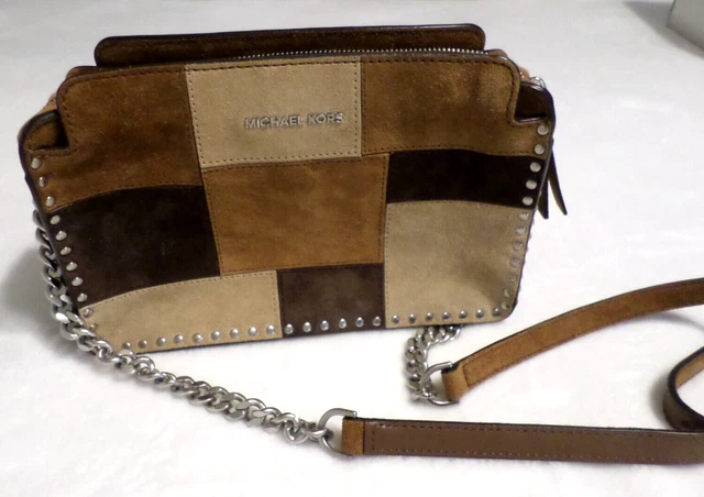 (reduced)Michael Kors Hobo Bag Astor Patchwork in Multi Brown Color Suede