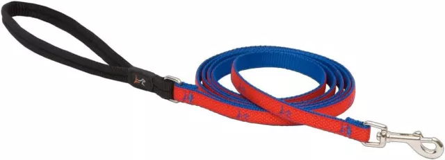 LupinePet Club 1" Derby Red 6-Foot Padded Handle Leash for Large Pets