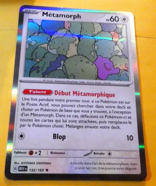 Pokemon 151 Card Rare Holo Card Fr Metamorph 132/165 MEW FR New