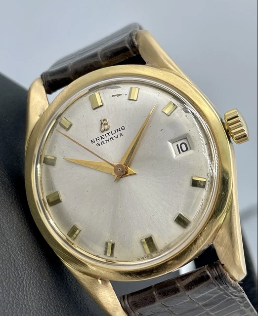 Vintage Breitling Transocean 18k Solid Gold Chronometer 36mm Swiss Automatic