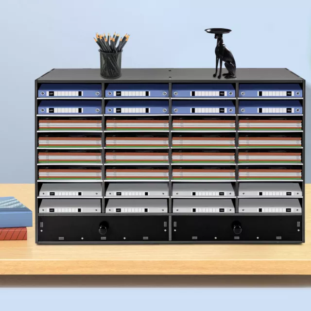 PVC 32 Slots Office File Storage Shelf Organizer Desk Folders Mail Sorter Rack