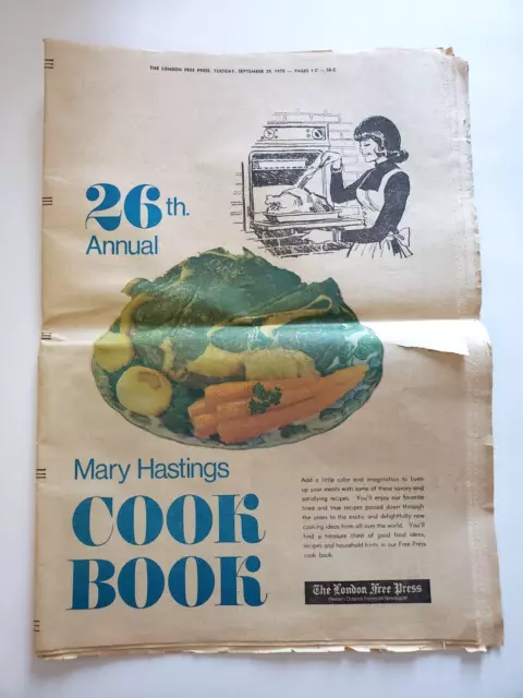 26th Annual Mary Hastings Cook Book 1970 London Free Press Newspaper Insert