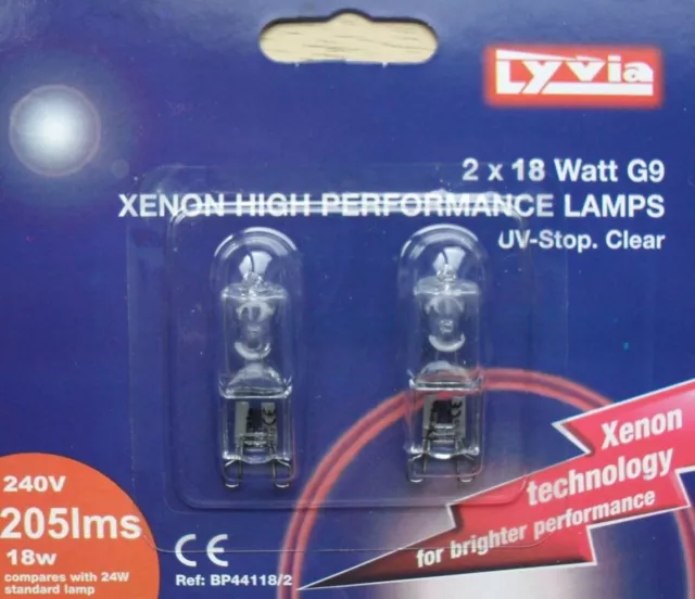 Lyvia Xenon High Performance Lamps G9 18 W & 28W & 42W Twin Pack