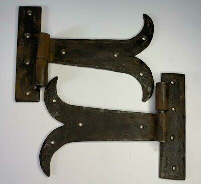 Pair Strong Black Wrought Iron Farm - Hand Forged Beeswax Cottage Door Hinge