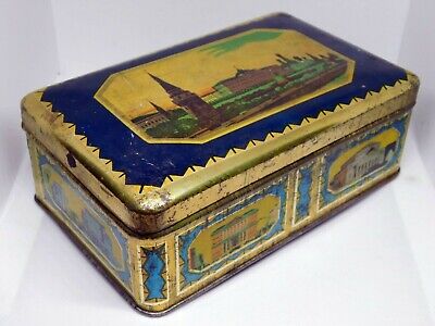 Very Old Soviet Empty Candy Tin Box - MOSCOW, Antique, USSR, Ukraine, 1950s