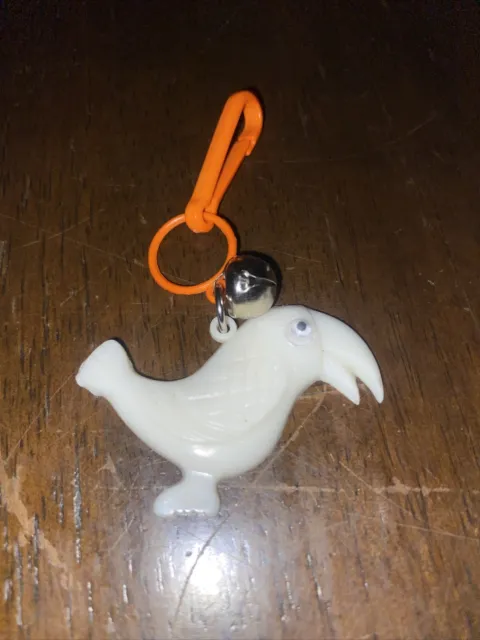 Vintage 1980s Plastic Bell Charm White Bird For Charm Necklace