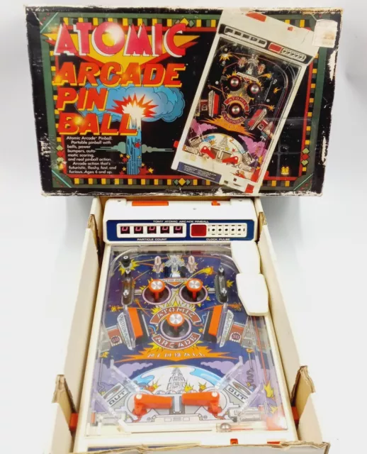 Juego electrónico de pinball vintage 1979 Tomy Atomic arcade con caja Japón