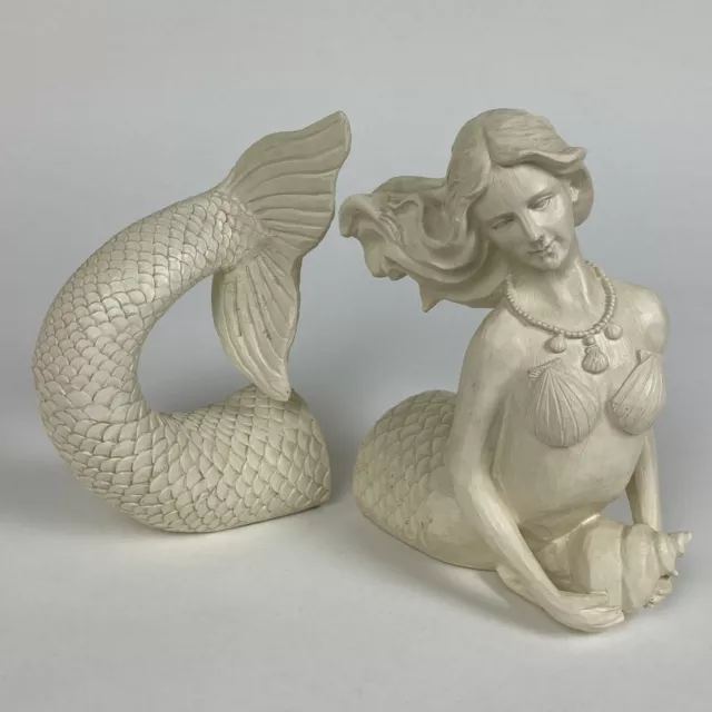 BOOKENDS Mermaid Shaped Resin Book Ends Decorative Set of 2 - Condition Issue
