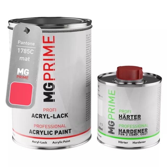 Pantone 1785C Red mat peinture acrylique 1,5 Litres 1500 ml durcisseur inclus