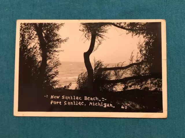 RPPC Postcard - New Sanilac Beach, Port Sanilac, Michigan MI