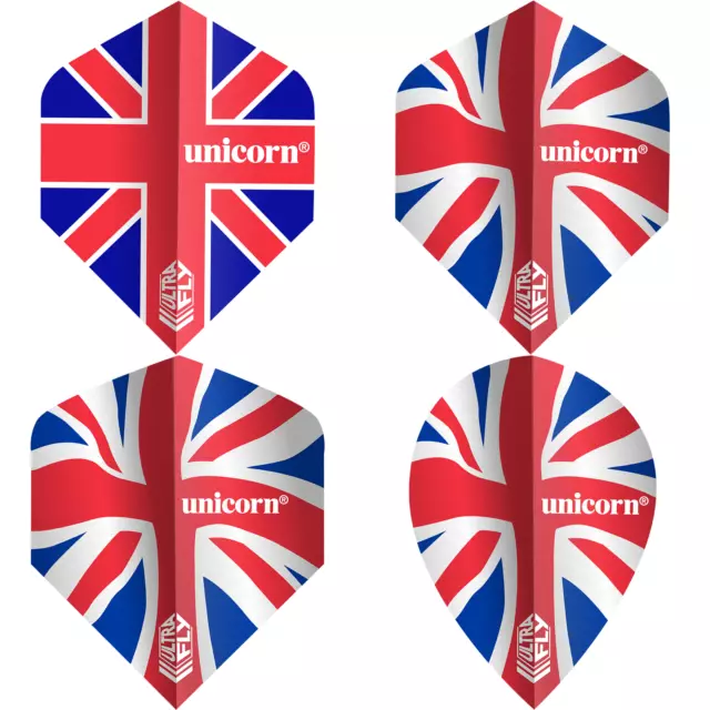 5 SETS [15] Unicorn Ultrafly 100 Union Jack Dart Flights 4 Shapes Wave