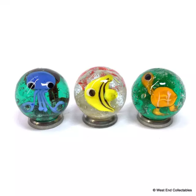 3 x 16mm (0.5") Handmade Sea Life Marbles - Art Glass Marble Collectors Set