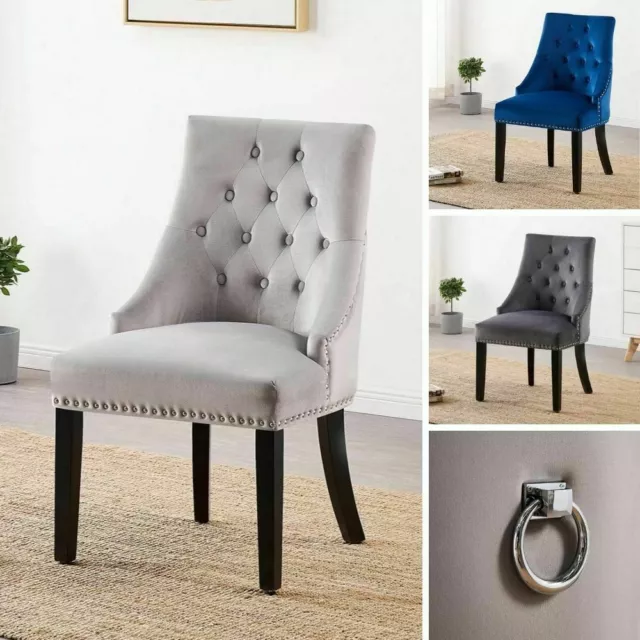 Tufted Studded Velvet Dining Accent Chair Victoria Door Knocker | SINGLE WINDSOR