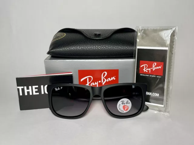 Ray-Ban Justin RB4165 622/T3 54mm Black Grey Gradient Polarized Sunglasses