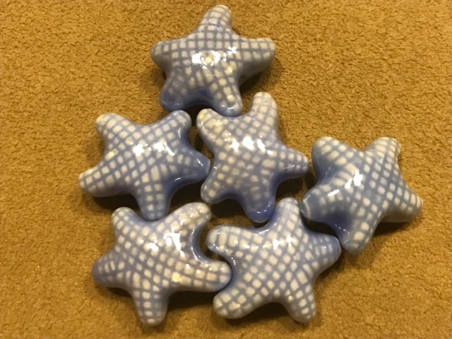 Keramikperlen, Seestern, Porzellan, Sternperlen, 2 Stück, 18 x 20 mm,Top Zustand