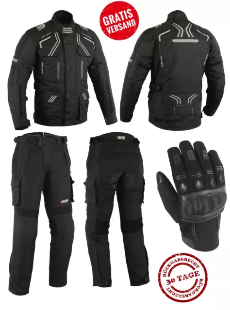 Herren Motorrad Jacke und Hose Motorrad Textil Kombi Schwarz Touren Jacke