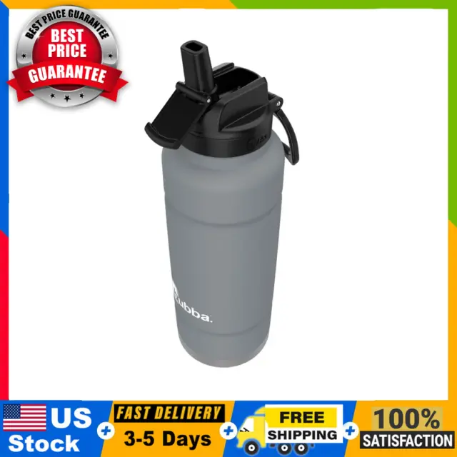 Bubba Trailblazer Insulated Stainless Steel Water Bottle with Straw, Black, 40oz