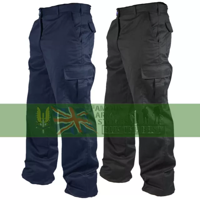 Mens Work Cargo Pocket Combat Workwear Black Navy Army Trousers Sizes 28" - 52"