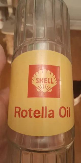 Rare SHELL ROTELLA OIL Bottle Vintage 2 Pint  Large Quart