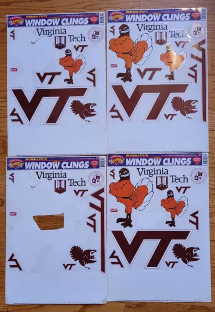 4 Virginia Tech Window Clings~Car Glass Wall Cornhole-Reusable~11" x 17"-Partial
