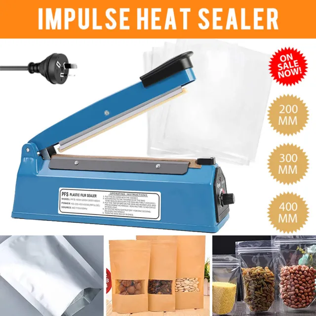 200/300/400mm Impulse Heat Sealer Sealing SAA Machine Electric/Plastic Poly Bag