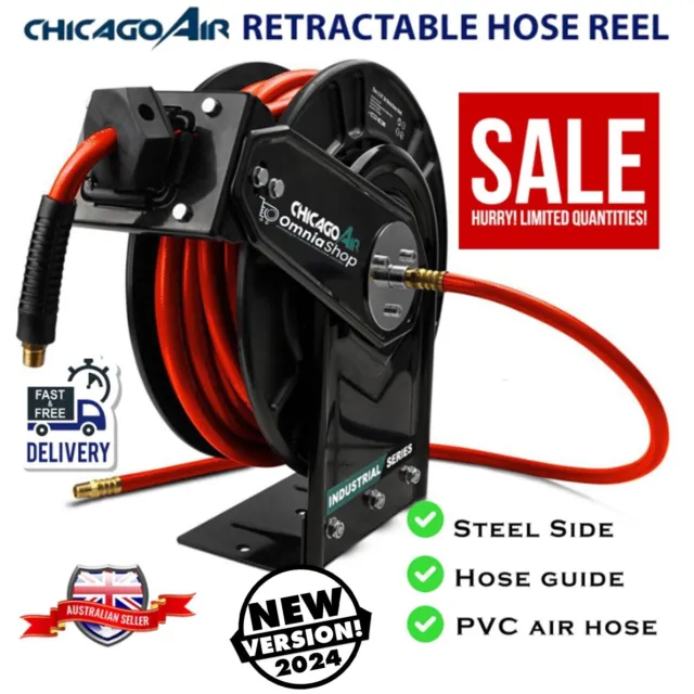 Chicago Air CAHR15M Retractable Hose Reel w/ 3/8” PVC Flexible Durable Air Hose