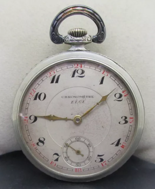 Ancienne Montre Gousset Chronomètre ELGE Mouvement mécanique Old Watch