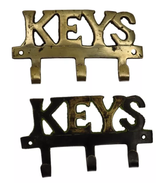 Keys Engraved Antique Style Handmade Brass Cloth Key Towel Cap Wall Hanger Hook