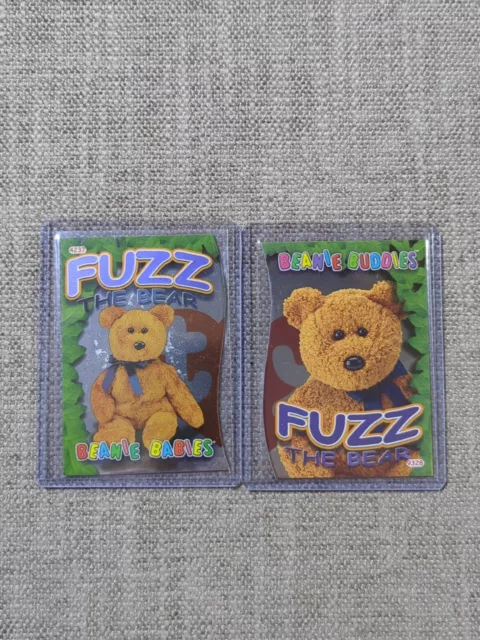 TY Beanie Babies Buddy Mirror Card 1999 Fuzz The Bear 289 & 290 Purple