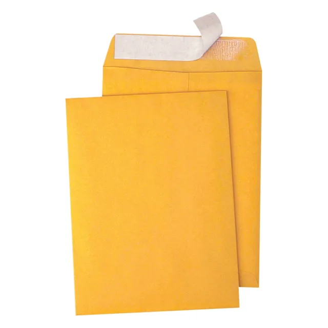 Redi-Strip Envelope, Plain, 28Lb, 9"x12", 100/BX, Kraft