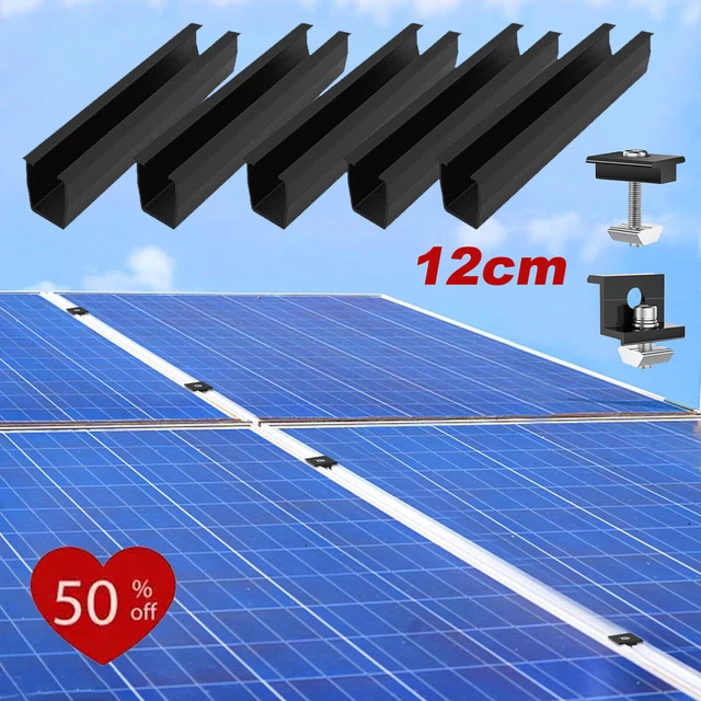 ALUMINIUM SOLAR PANEL Roof Mounting PV Rail Brackets End/Middle Clamp ...