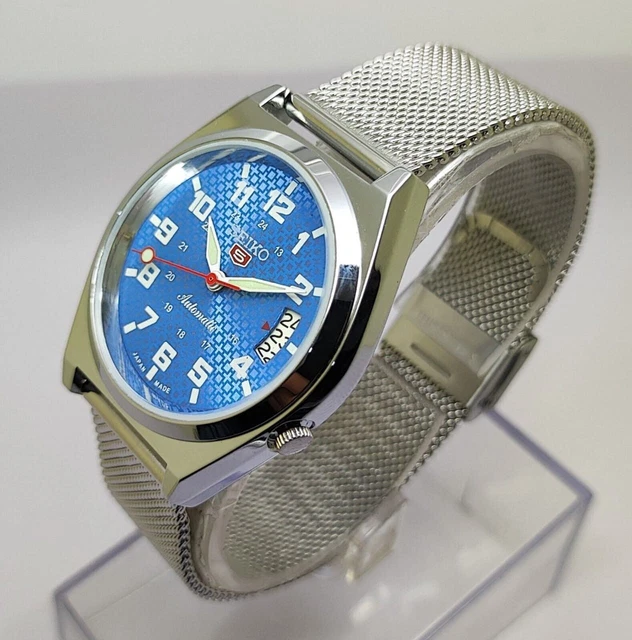 Classy Seiko 5 Automatic Blue Face Men's Wrist Watch Made In Japan Free Shipping