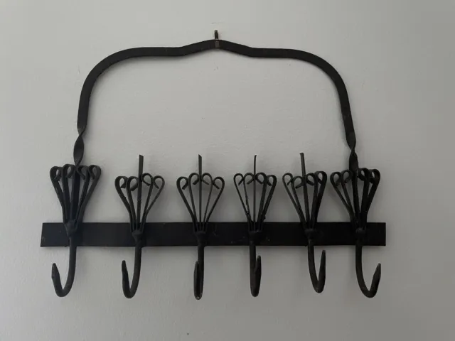 Vintage iron Hand forged coat hanger Rustic Piece
