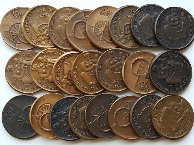 Finland K. Rasanen 23x bronze art medal Postspaarbank 1961, 33mm, 1 pcs. = 17gr