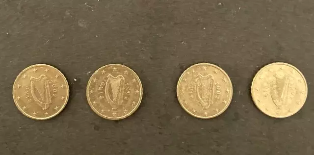 Lot of 4 Coins- Ireland 2002 Euro 10 Cents AU - UNC