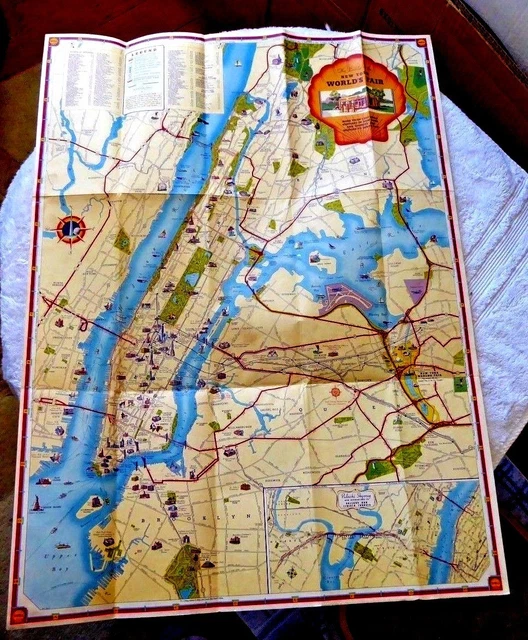 VINTAGE PICTORIAL MAP Maps Shell Map Of New York Worlds Fair Pulaski