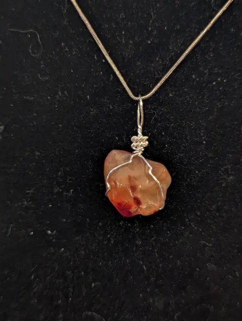 Carnelian Pendant On A Sterling Silver Necklace