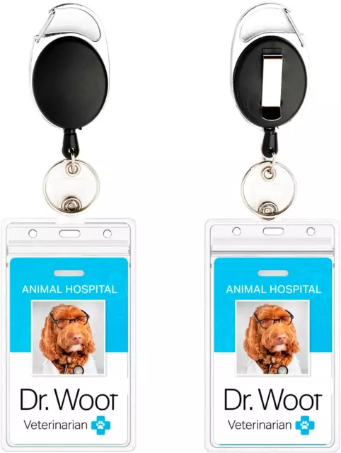 2PCS RETRACTABLE BADGE Holder With Clip - Heavy Duty Badge Reels