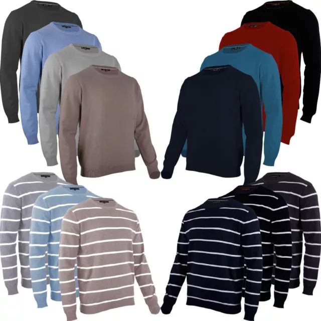 Pullover Herren M-XXL 100% Baumwolle Pulli Rundhals Sweatshirt Übergangspullover