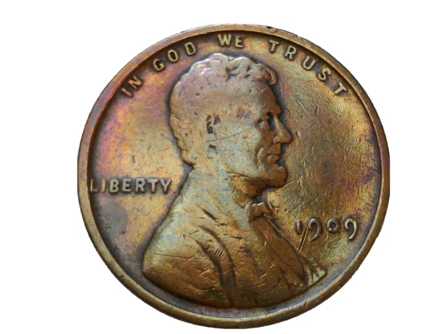1909 vdb 1c lincoln cent wheat penny- color appears altered