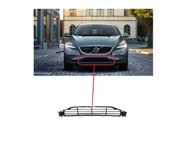 New For Volvo V40 2012 - 2019 Front Bumper Lower Center Grille Black