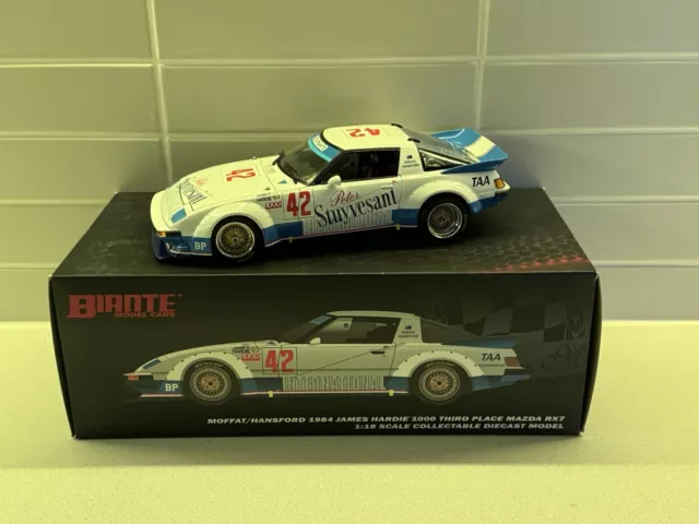 BIANTE 1:18 1984 BATHURST 3rd PLACE MAZDA RX7 ALLAN MOFFAT with DECALS NEW