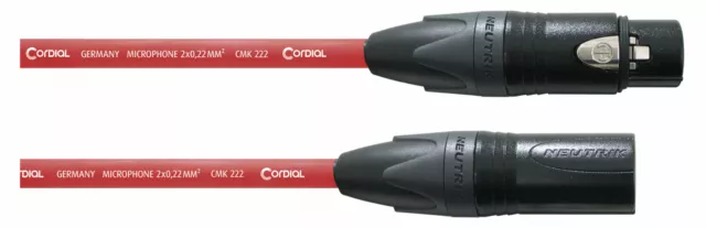 Cordial CPM 10 FM Mikrofonkabel 10 m XLR Stecker 3-pol Male Female Neutrik Rot